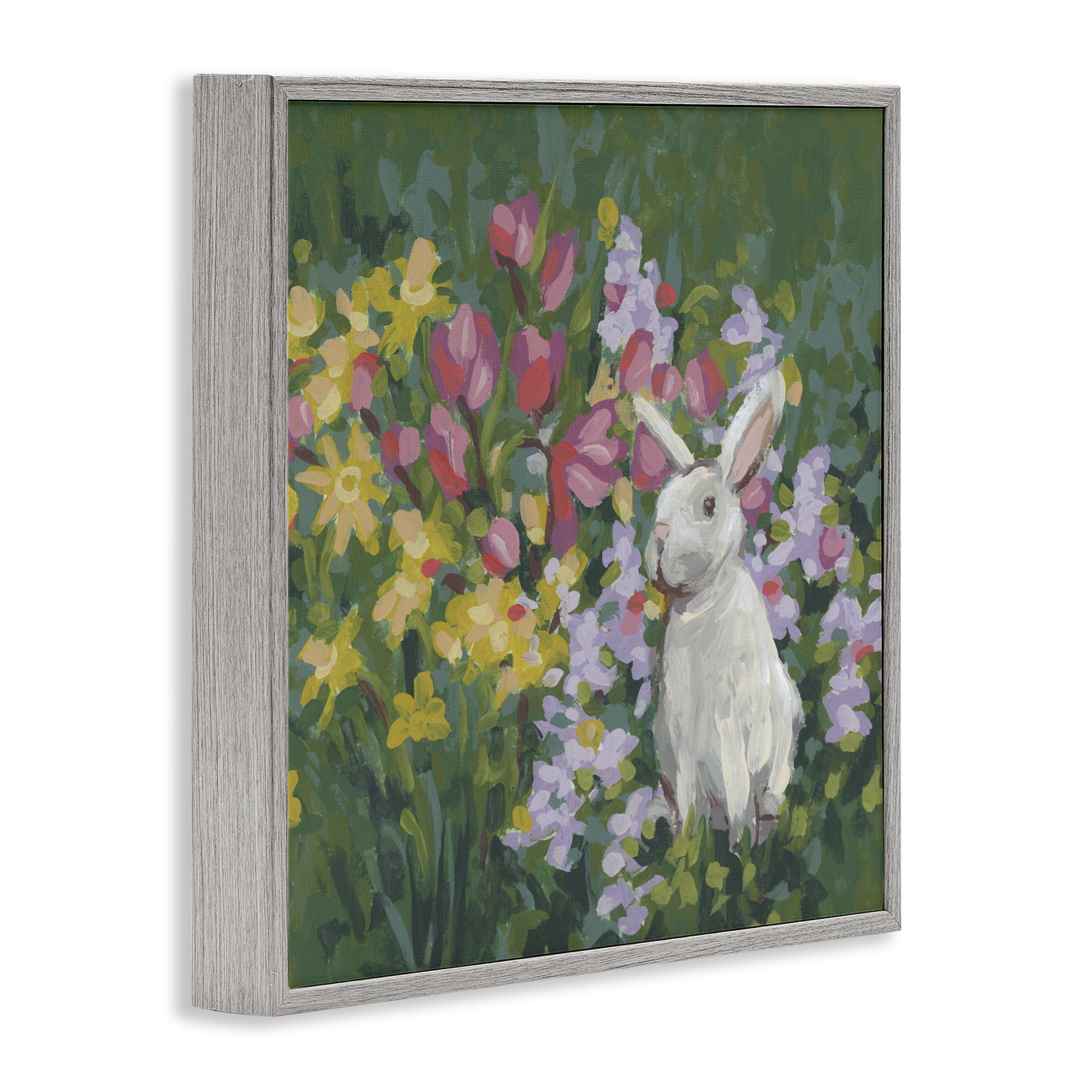 Stupell Industries Botanical Bliss Bunny Gray Framed Giclee Art, design by June Erica Vess