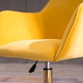 thumbnail image 4 of Modern Velvet Adjustable Office Chair, Yellow, Gold Legs, Universal Wheels, 4 of 20