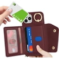 thumbnail image 4 of for iPhone 11 Pro Case with Card Holder and Strap - Zipper Pocket,Crossbody Lanyard Strap,Credit Card Holder,Stand Ring,Cute Phone Wallet Case for Women(Wine Red,5.8 Inch), 4 of 18