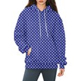 thumbnail image 6 of Women's Polka Dot Print Drawstring Hooded Sweatshirt with Pocket, Soft Breathable Long Sleeve Casual Pullover for Spring Autumn Streetwear, Beach Vacations and Daily Fashion Blue L, 6 of 6