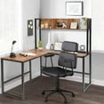 thumbnail image 3 of Giantex L-Shaped Desk, Space Saving Corner Desk, Industrial Computer Workstation  for Home Office, Brown, 3 of 10