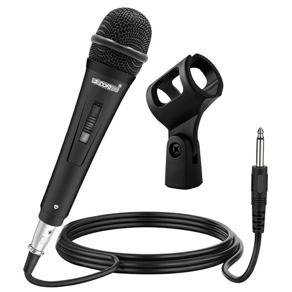 Dynamic Cardioid Handheld Microphone w/On-Off Switch - XLR to 1/4" Cable, Noise-Reduction Unidirectional Mic for Karaoke/Public Speaking/Parties