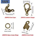 thumbnail image 3 of 650PCS Jewelry Making Accessories Set Including 200 Bead Crimp Covers, 200 Fold Over Cord End Caps, 200 Open Jump Rings and 50 Lobster Claw Clasps (Bronze), 3 of 4