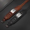 thumbnail image 3 of Symbol of Evil Satanic Amulet Talisman Occult Baphomet Adjustable Charm Viking Magic Wide Leather Bracelet for Men, 3 of 5