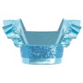 thumbnail image 4 of iiniim Girls Metallic Hip Hop Dance Tops Square Collar Ruffle Sleeve Ballet Shiny Jazz Performance Dancewear Light Blue 12, 4 of 7