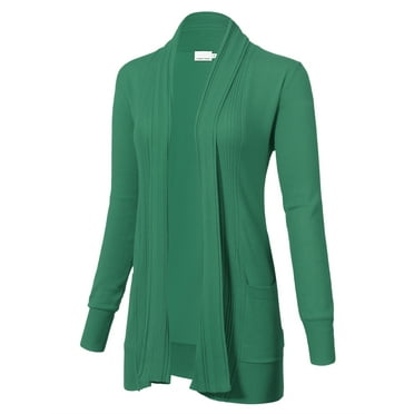 Women's Long Sleeve Open Front Draped Cardigan with Pockets