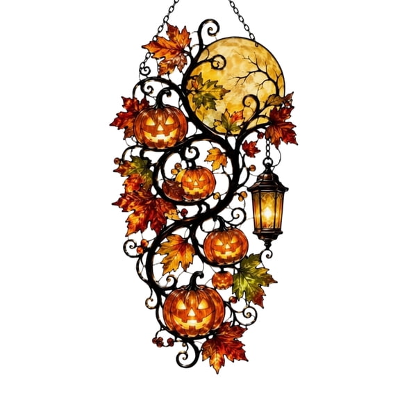 Halloween Hanging Decor Jack O Lantern Full Moon Single Piece for Porch Outdoor Seasonal Display