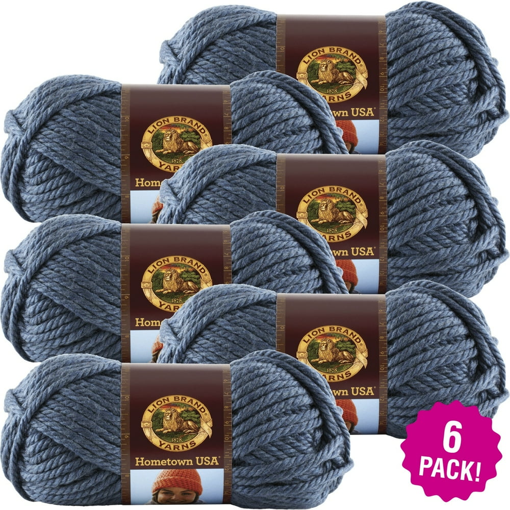 Lion Brand Hometown USA Yarn Washington Denim, Multipack of 6
