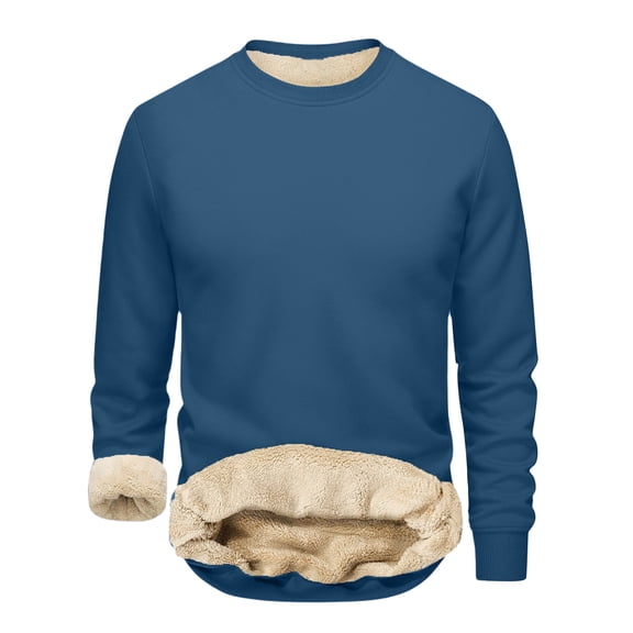 Mens Sherpa Lined Sweatshirt Crewneck Thick Thermal Shirts Fleece Pullover Heavyweight Winter Warm Sweatshirts