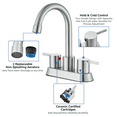 thumbnail image 4 of Zovajonia 4 Inch 2 Handle Centerset Brushed Nickel Lead-Free Modern Bathroom Faucet , 360 Swivel Spout 2-3 Hole RV Bathroom Vanity Sink Faucet with Pop Up Drain and Water Supply Lines, 4 of 19