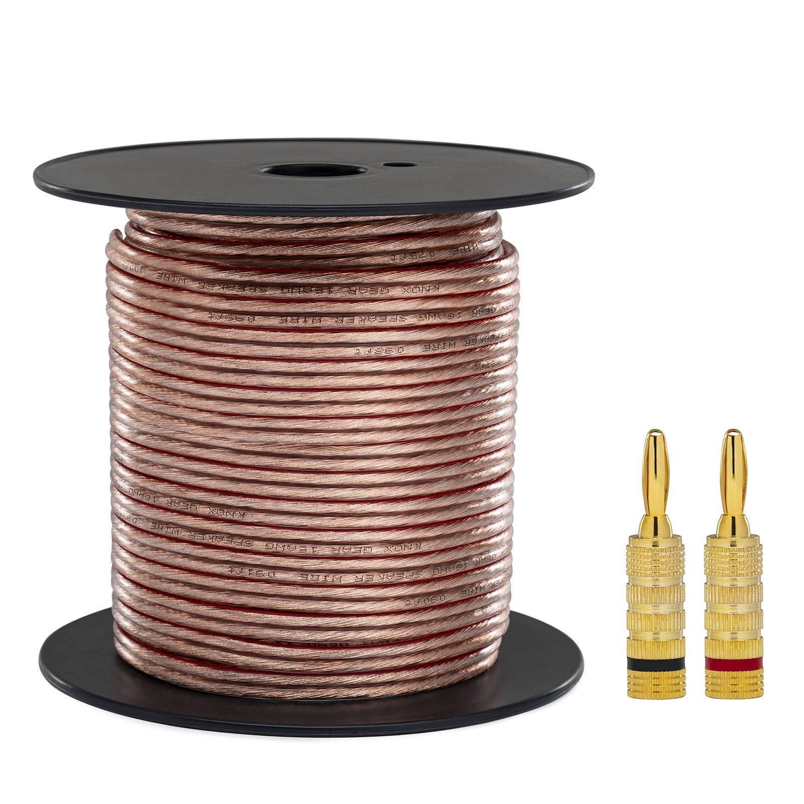 GearIT 12AWG Speaker Cable Wire with Gold-Plated Banana Tip Plugs (10 Feet)  In-Wall CL2 Rated, Heavy Duty Braided, 99.9% Oxygen-Free Copper (OFC) -  White, 10ft - Walmart.com