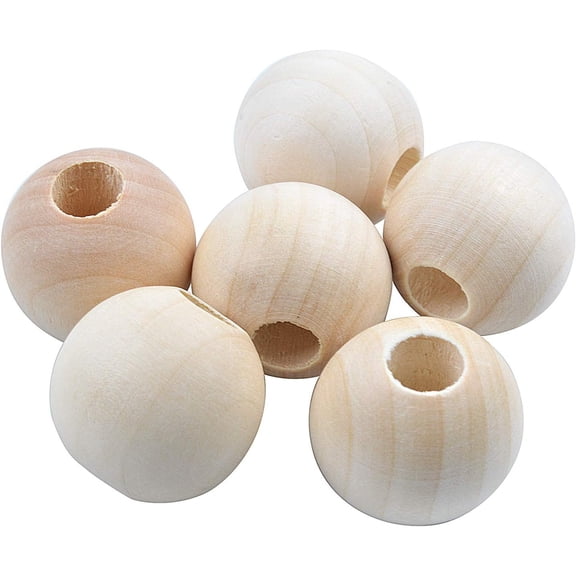 Aylifu 25 Pieces Unfinished Natural Wooden Spacer Beads, Round Wood Beads for Diy Bracelet Crafts Jewelry Making, 30 mm Diameter
