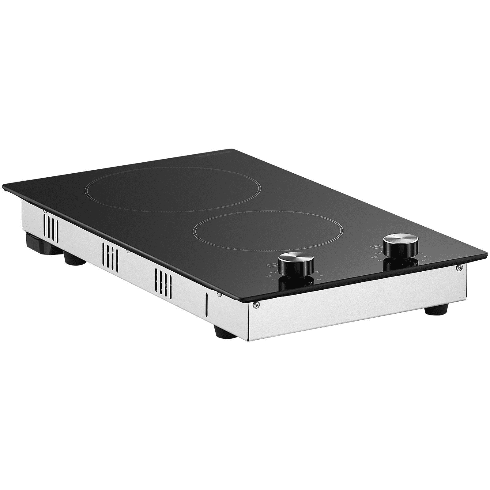Electric Cooktop 12 Inch 2 Burners, 3000W Ceramic Stove Top, Built-in Radiant Cooktop, 11 Heat Levels, Knob Control, 220-240V Hardwire, Kitchen Range for Home Cooking