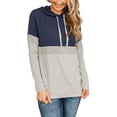 thumbnail image 2 of Women's Color Block Hoodies Fall Long Sleeve Sweatshirt Casual Drawstring Pullover Tops Striped Tunic Shirts, 2 of 5