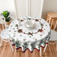 thumbnail image 5 of Christmas Round Tablecloth 60 Inch Red White Green Winter Xmas Floral Holly Flower Leaf Print Decorative Table Cloth Farmhouse for Holiday Seasonal Parties Dining Table Living Room Kitchen Decor, 5 of 6