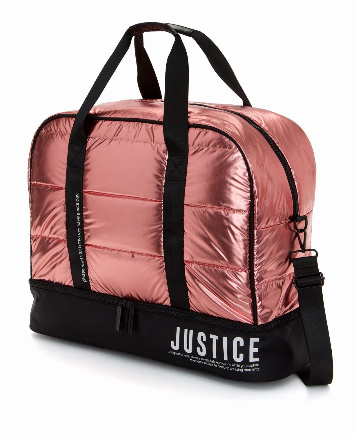 Justice Color Blocked Duffel Bouffante en nylon brillant