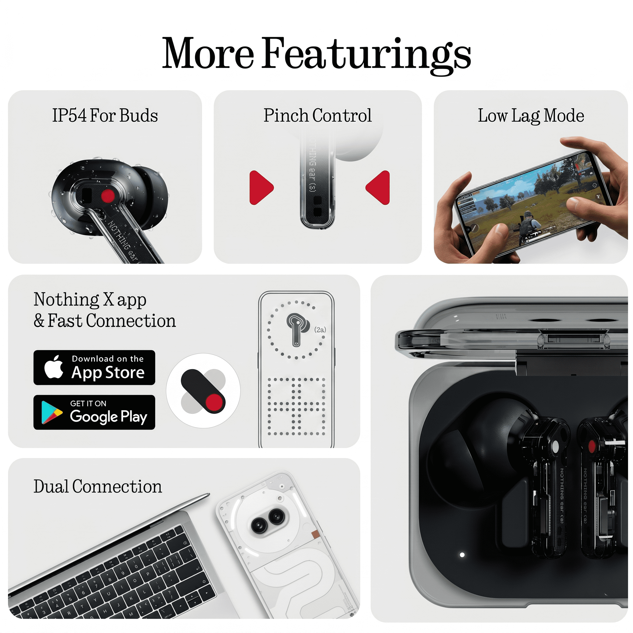Nothing Ear (a) Wireless Earbuds, 45dB Hybrid Noise Cancelling Earbuds, Hi-Res Audio, Advanced Equaliser, Dual Connect, 6 Mics, 42.5H Playtime Earbuds Wireless Bluetooth Black