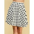 thumbnail image 2 of Made by Johnny Women's Basic Versatile Stretchy Flared Casual Midi Skater Skirt M WHITE_POLKA, 2 of 6