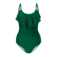 thumbnail image 4 of Sngxgn Women Swimsuits Printing Notched V Neck(Green,S), 4 of 9