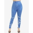 thumbnail image 2 of Rosegal Women's Plus Size High Waist 3D Denim Print Floral Skinny Leggings, 2 of 5