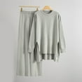 thumbnail image 2 of THDHVS Lounge Sets for Women,Womens 2 Piece Outfits,Fashion Women's Casual Solid Round Neck Long Sleeve Elastic Waist Long Pants Sets Gray Free Size, 2 of 4