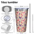 thumbnail image 4 of 16oz Tumblers Butterfly Colorful Wing Pattern Stainless Steel Vacuum Insulated Double Wall Travel Tumbler Cups Mug with Lid and Straw,Cleaning Brush for Coffee,Tea, 4 of 4