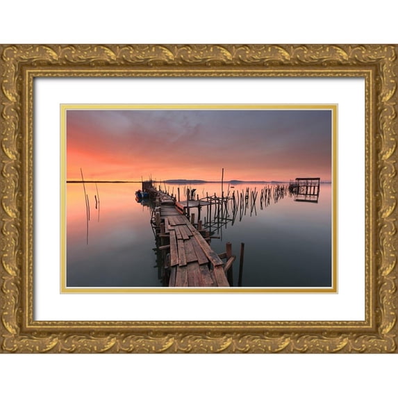 Roxo, Alvaro 14x11 Gold Ornate Wood Framed with Double Matting Museum Art Print Titled - The last Light
