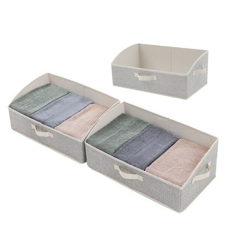 Closet Storage Bins Trapezoid Storage Baskets for Shelf Fabric Bins and Baskets for Closet Organization Foldable Storage Box for Closet Wardrobe Shelf Baby Toiletry Toys Towel DVD Book Walmart