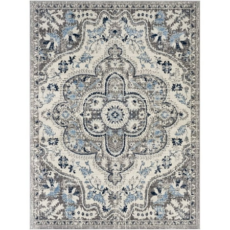 10' x 10' Roma ROM-2359 7 Rug in Navy/Cream/Medium Gray/Charcoal/Sky Blue