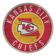 Kansas City Chiefs Sign Wood 12 Inch Round State Design