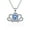 Blue, variant on 925 Sterling Silver Dainty Ginkgo Biloba Shape With 1CT Cubic Zirconia Necklace Symbol of Peace and Hope, Gift for Women Wife Mom