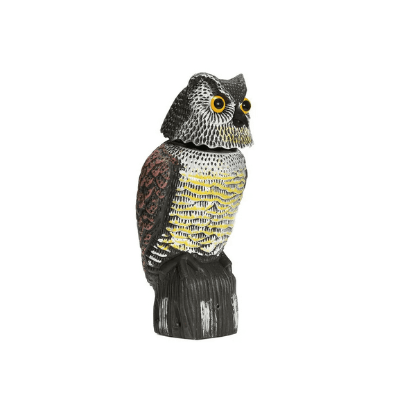 TFixol Realistic Sound-Activated Owl Decoy for Bird Repellent and Garden Protection, 360° Rotating Head, Motion Sensor, 3 AA Battery Powered (Batteries Not Included)