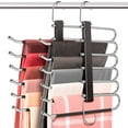 thumbnail image 1 of Perchas para pantalones HUITEM de acero inoxidable, 6 niveles, que ahorran espacio, x4, 1 of 7