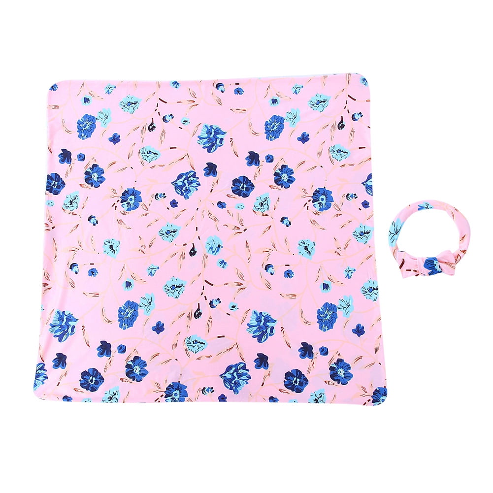Newborn Baby Girls Receiving Swaddle Blanket Set Headband ...
