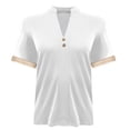 thumbnail image 4 of BLVB Business Casual Tops for Women 2024 Trendy Short Sleeve T Shirts Button V Neck Tee Shirt Office Blouse, 4 of 4