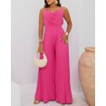 thumbnail image 3 of CHICME Jumpsuits for Women V Neck Spaghetti Strap Wide Leg Pleated Pants Summer Cami Overalls Hot Pink-L, 3 of 9