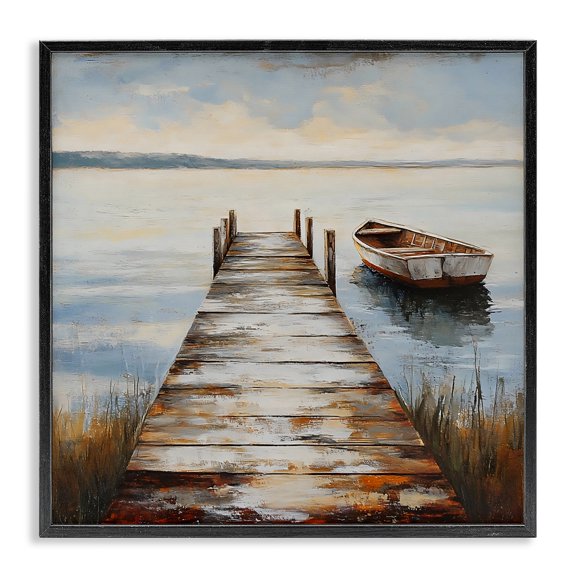 Stupell Industries Coastal Shimmering Lake Seascape Black Framed Giclee Art, 12 x 12, by LSR Design Studio