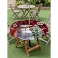 thumbnail image 3 of Outdoor Tablecloth with Umbrella Hole and Zipper, Red Plaid Christmas Round Table Cloth 60 Inch Waterproof Tablecloth, Snowman Xmas Tree Poinsettia Snowflake Picnic Table Cover for Patio Camping, 3 of 7