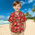 thumbnail image 2 of Stamzod Boys Summer Shirts Fashion Tropical Printed Short Sleeve Boys Button Down Shirt with Pocket Casual Loose Vacation Beach Hawaiian Shirts for Boys Red 14 Years, 2 of 7