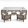 thumbnail image 2 of Noble House Oana Outdoor 11 Seater Acacia Wood Sectional Sofa Set Gray/White, 2 of 10