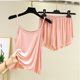 thumbnail image 1 of Conjunto de Pijama de dos piezas para mujer, de dos piezas ropa de dormir, ropa interior de verano, informal, color liso, 2023, 1 of 4