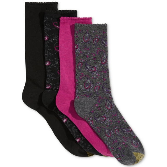Gold Toe Womens Paisley Crew Socks 4 Pairs Color Assorted