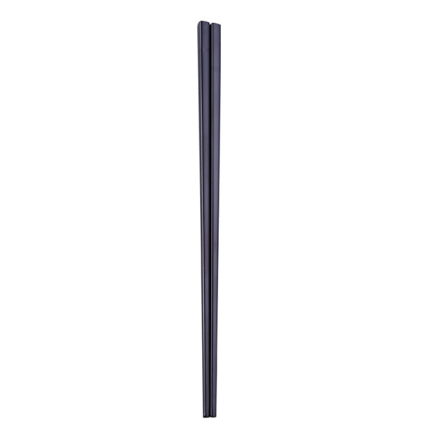 Une Paire de Baguettes en Acier Inoxydable Électroplaquées Carrées Réutilisables (23cm, Noir)