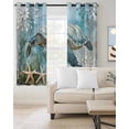 thumbnail image 3 of Blackout Curtains for Bedroom, Sea Turtle Coastal Room Darkening Window Drapes for Living Room, Summer Beach Teal Coral Starfish Thermal Insulated Grommet Curtains, 42x84 inch, 2 Panels, 3 of 9