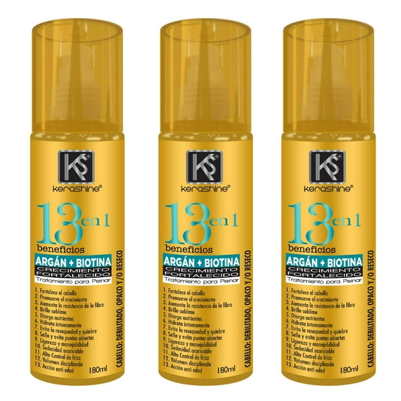 Tratamiento Capilar Kerashine 13argan+biotina 180ml c/u - 3 piezas Cuidado del cabello