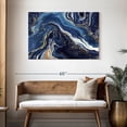 thumbnail image 3 of Elephant Stock Gold And Navy Suminagashi Wall Art - Horizontal Canvas Wall Art - Living Room Wall Decor - Abstract Canvas - Blue And Gold Decor - 45" x 30", 3 of 8