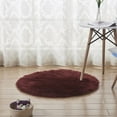 thumbnail image 1 of Granjero Gordo Alfombra de baño de fibra ultrafina, ultra suave, antideslizante y que absorbe el agua, circular, color rojo vino, 1 of 5