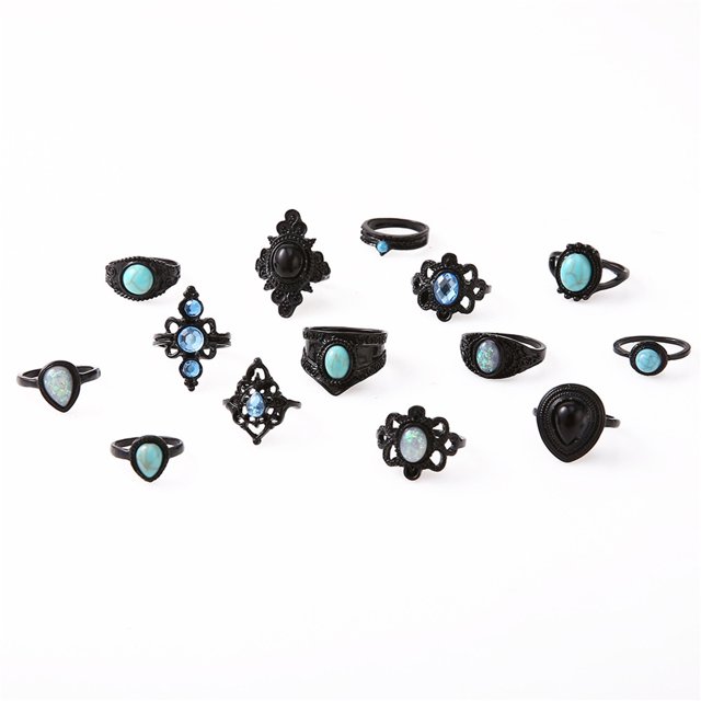 14PCS Anillos Anillos de estilo étnico con diamantes Conjunto de anillos de mujer Anillo de moda de uñas Wmkox8yii shlkj1160