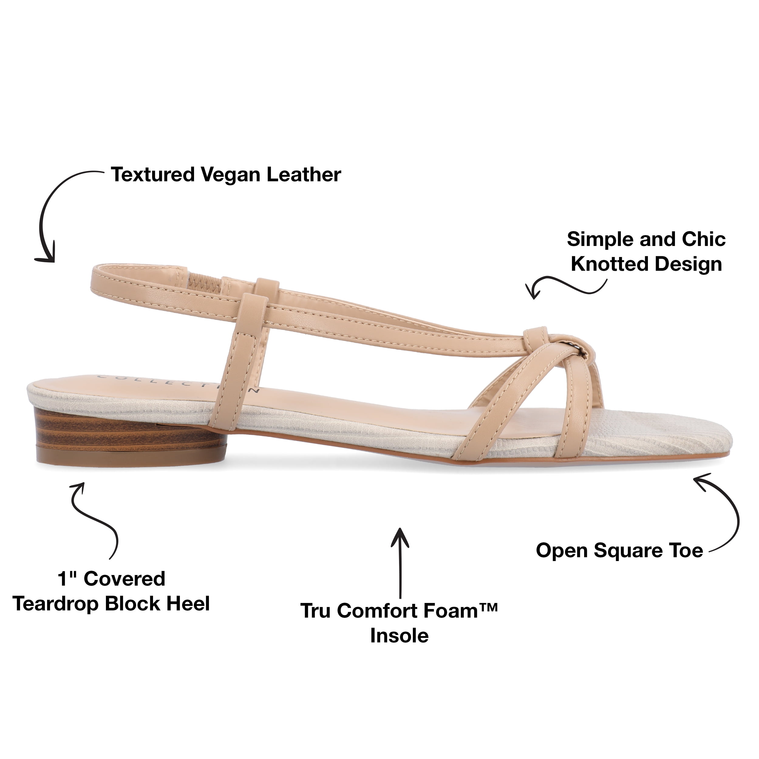 Journee Womens Bridget Sling Back Flat Sandals