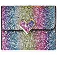 thumbnail image 1 of Cartera pequeña JanHm lentejuelas de metal multicolor mini billetera cerrojo de retazos de cuero PU para mujeres y niñas, 1 of 5